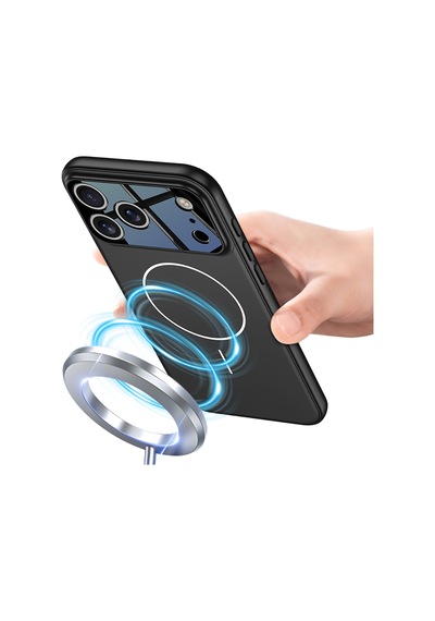 Apple iPhone Uyumlu 17 Pro Max Kılıf M-safe Şarj Özellikli Çift Parçalı Pazarplus Napoli Kılıf Lacivert-siyah
