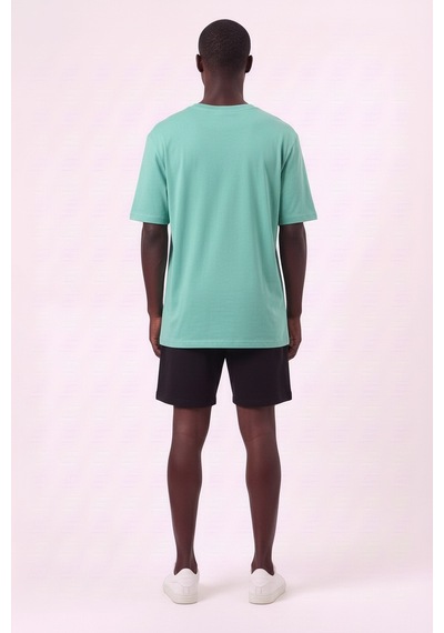 Lixa Air Jordan Orta Logo Su Yeşili Oversize Erkek T-shirt 142720 SİYAH