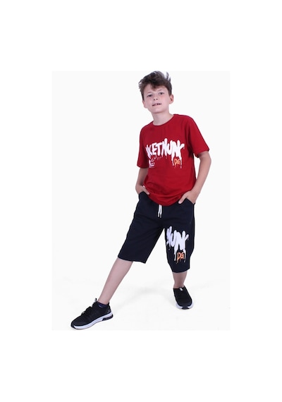 Fyk Kids Dg-nuk Yazı Baskılı Erkek Çocuk Yazlık Takım Kırmızı