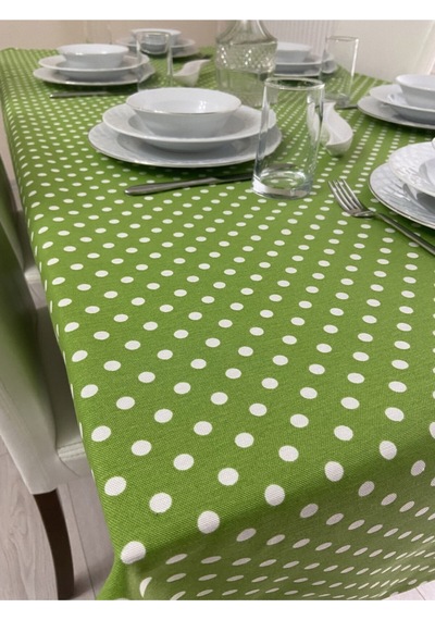 Sıvı Geçirmez Puantiyeli Dertsiz Masa Örtüsü Yeşil