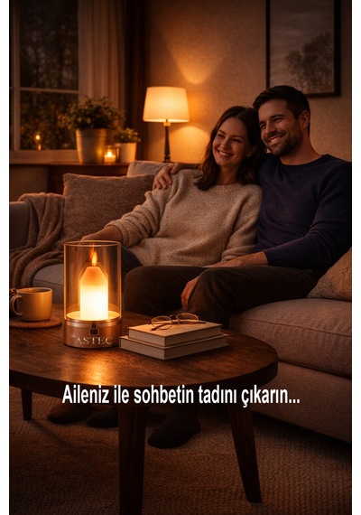 Astec Lüks Şarjlı El Hareketli Led Mum Masa Gece Lambası Dimlenebilir 3200k Gün Işığı Altın