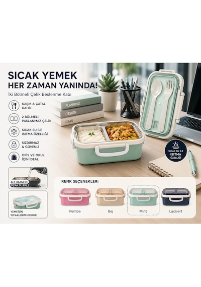 2'li Beslenme Kabı Seti 150 Ml + 300 Ml Beslenme Kabı Okul Ofis Öğün Kabı Mavi
