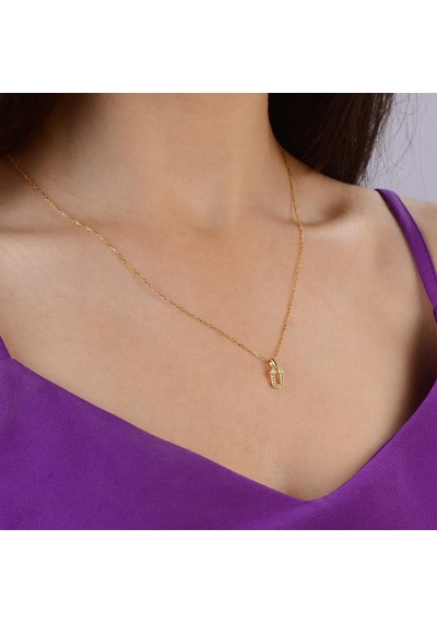 Goldkupe 14 Ayar Altın Ü Harfi Taşlı Kolye Ucu 0,55 Gr-6351 Altın