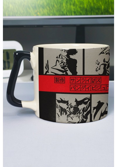 Cowboy Bebop Anime Baskılı Seramik Lüks Kupa 1 Adet Özel Siyah Kulp Dalga Kulp V3d Çok Renkli