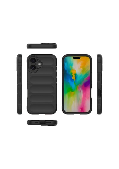 Noktaks - Apple Uyumlu iPhone 16 - Kılıf Esnek Tpu Oyuklu Arka Yüzey Tasarımlı Etnik Silikon Kapak - T36357 - Siyah Siyah