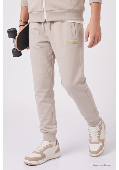TOMMYLIFE Bej Standart Fit Basic Dik Yaka Jogger Erkek Çocuk Eşofman Takım - 11327