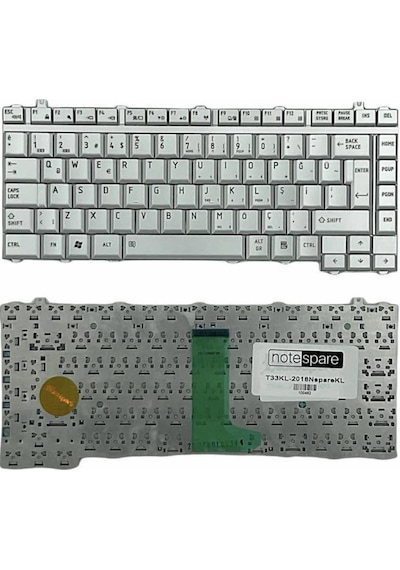 Toshiba Uyumlu Satellite Pro A300-1nw, A300-1pg, A300-1pk, A300-1pn Klavye Tr Gümüş Gri
