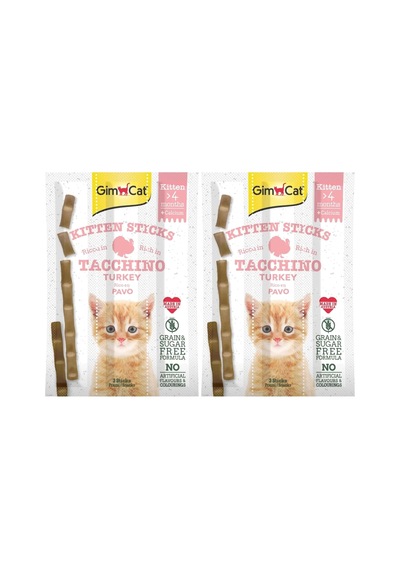 Sticks Kitten Kedi Ödül Çubukları, Hindili, Yavru Kedi, 3 Çubuk, 32 G 2li Paket