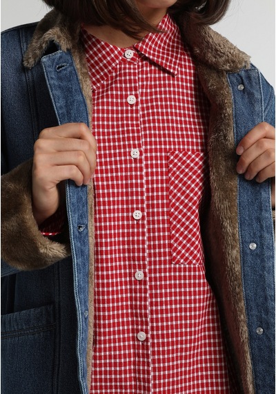 Colin's Colins Denim Kumaş Şardonla Lamine Edilmiştir Regular Fit Düğmeli Astarsız Kadın Mid İndigo Denim Ceket Cl1083248 Q1.v2 Dn45273