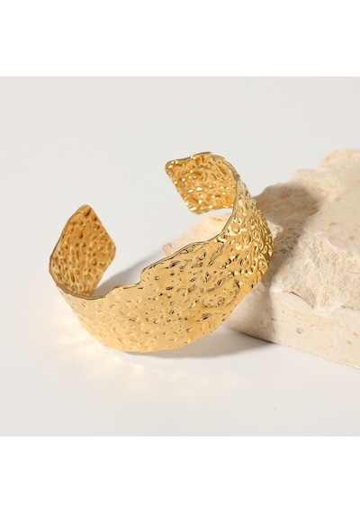 Chavin Gold Kalın Kelepçe Dizayn Çelik Kadın Bileklik Et80sr