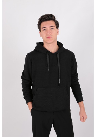 Five Pocket Fp24b2124 Erkek Kapşonlu Kanguru Cepli Sweatshirt Siyah