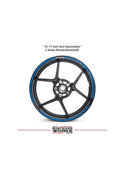 Motosiklet Jant Şeridi Jant Sticker Dekor Model Parçalı Desen Sticker Set Mavi