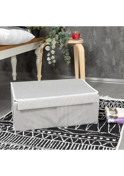 Tr Çok Amaçlı Düzenleyici Kapaklı Sandık Tipi Kutu Hurç Organizer 3 Lü Set Gri, Baza 50 X 40 X 19 Diğer