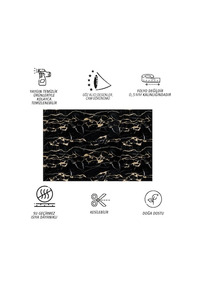 Tink Kendinden Yapışkanlı Gold Siyah Desenli Pvc Panel 41x62 Cm