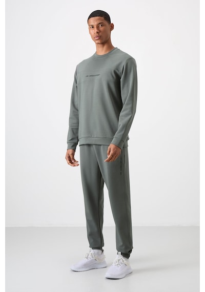 Tommy Life Haki - Haki Pamuklu Kalın Yumuşak Dokulu Comfort Fit Baskılı Erkek Eşofman Takım - 85253 Haki