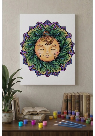 Güneş Desenli Mandala Ahşap Boyama Seti 40x50 Cm