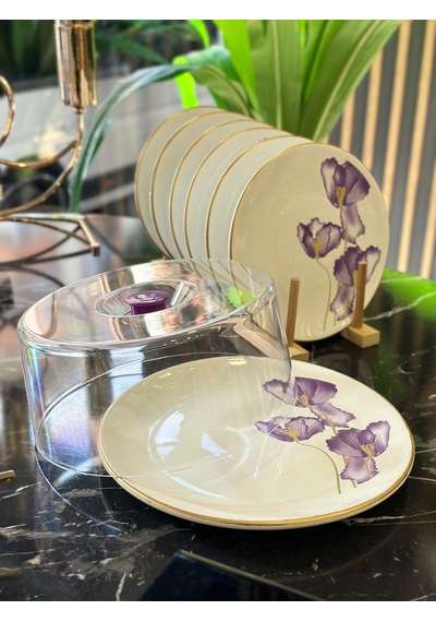 8 Parça Lotus Kek Fanuslu Pasta Seti-3858 beyaz