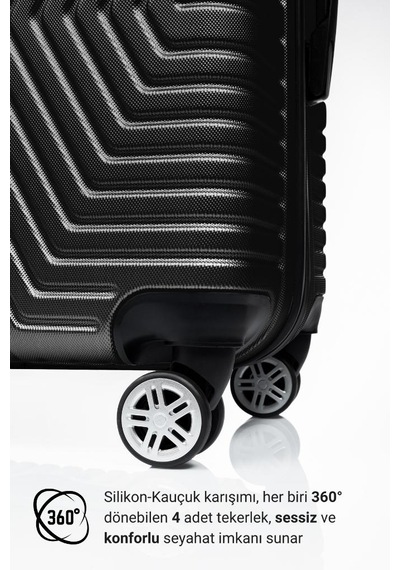 G&d Polo Suitcase Abs Orta Ve Büyük Boy Siyah 2'li Valiz Seti 600.01-b Siyah