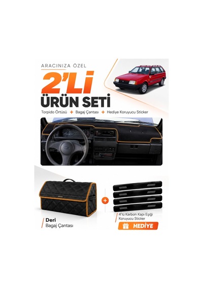 E-biz Lada Samara Enjeksiyonlu 1990-2004 Uyumlu Torpido + Deri Çanta - Siyah-kahverengi - Ld002
