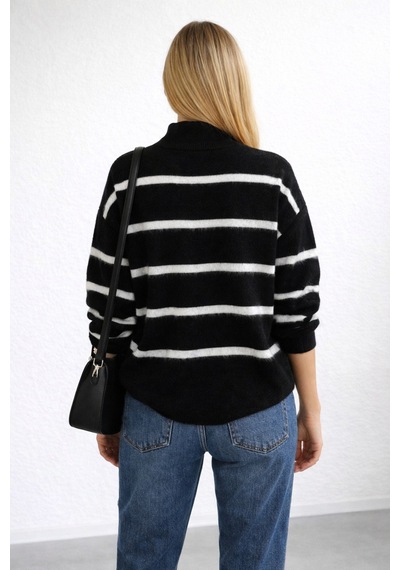 Cloudymood Kadın Çizgili Yarım Balıkçı Oversize Yumuşak Dokulu Triko Kazak Günlük Kullanım Mevsimlik Siyah - 860076631 Siyah Cloudymood Kadın Çizgili Yarım Balıkçı Oversize Yumuşak Dokulu Triko Kazak Günlük Kullanım Mevsimlik Siyah - 860076631 Siyah