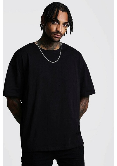 Startmore Erkek Siyah Düz Oversize T-shirt Siyah