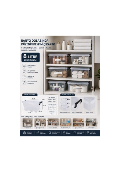 8 Litre Kilitli Şeffaf Çok Amaçlı Saklama Kutusu Kiler, Banyo, Dolap Ve Organizer Düzenleyici Bpa Free İstiflenebilir Diğer 8 Litre Kilitli Şeffaf Çok Amaçlı Saklama Kutusu Kiler, Banyo, Dolap Ve Organizer Düzenleyici Bpa Free İstiflenebilir Diğer
