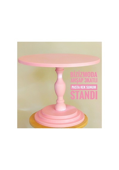 Pasta Standı Ahşap Ayaklı Katlı Sunum Servis Standı Pasta Kek Standı Düzenleyici Pembe