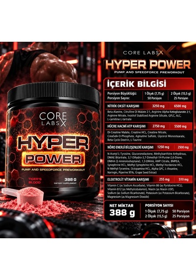Core Labs X Hyper Pump Power Nitric Oxid Electrol Preworkout 388 G Aromalı