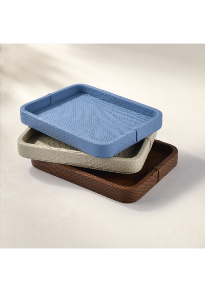 Cleo Krokodil Dekoratif Deri Tepsi Bej 30x23x3 Cm Çok Renkli