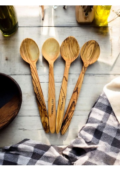 F&s Woodart 4 Adet 22 Cm Zeytin Ağacı Tahta Kaşık Yemek Çocuk Mama Sahan Kaşığı