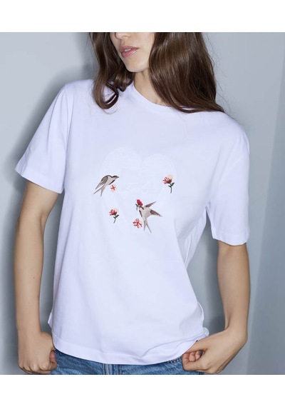 İpekyol Monogram Nakışlı Beyaz Kadın T-shirt Iw6260070172