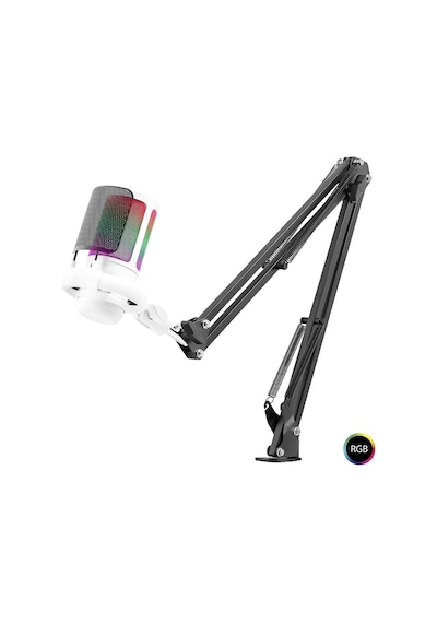 Rgb Mikrofon Seti Boom Mikrofon Kolu Type-c 192khz 24bit Beyaz Me6s35w Evimdeyokyok