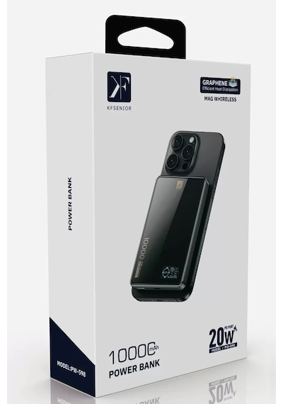 Newface Pw598 10.000 Mah Dijital Göstergeli 20w Type-c Ve 15w Kablosuz Şarj Pd Hızlı Şarj Magsafe Powerbank - Siyah