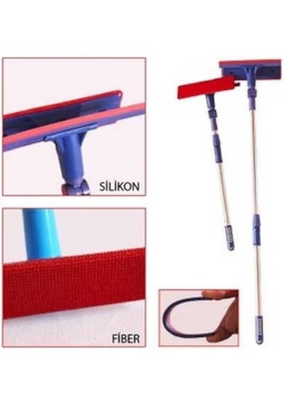 Mikrofiber Hareketli Çekçekli Teleskopik Cam Silme Aparatı