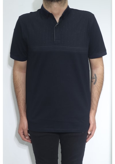Santa Dmctekstil Erkek Desenli Spor Kesim Rahat Kalıp Polo Yaka T-shirt Lacivert