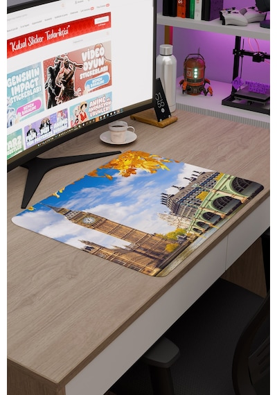 London Londra İngiltere 2 V1 48x40 Xl Gaming Kauçuk Kaymaz Taban Mouse Pad Fare Altlığı