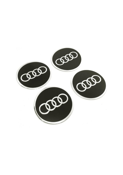 Audi Alüminyum Jant Göbeği Yapıştırma Siyah 60Mm 4 Adet