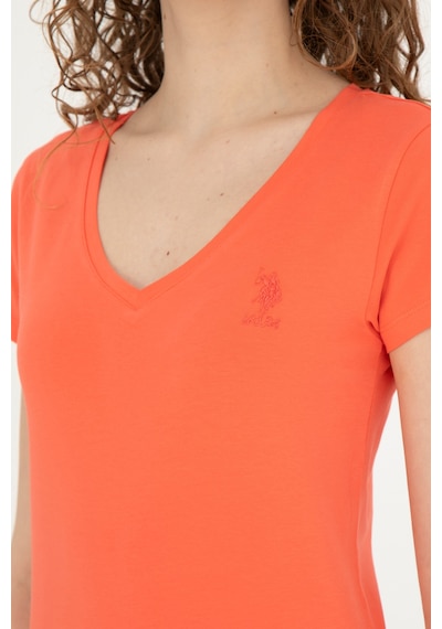 U.S. Polo Assn.  Kadın Nar Çiçeği V Yaka Basic Tişört 50280068-VR039