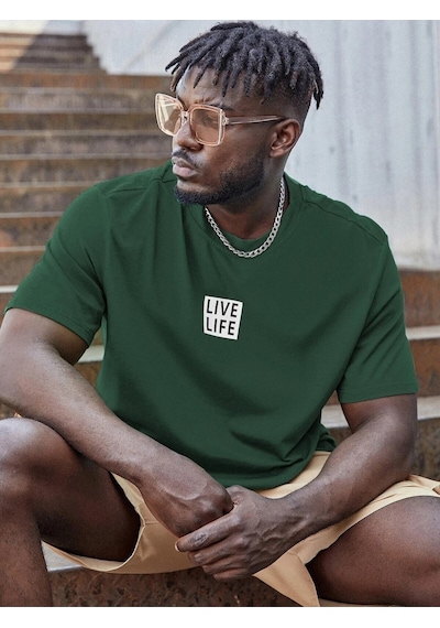 Flood Of Style Unisex Siyah Oversize Bisiklet Yaka %100 Pamuk Live Life Baskılı Yeşil Flood Of Style Unisex Siyah Oversize Bisiklet Yaka %100 Pamuk Live Life Baskılı Yeşil
