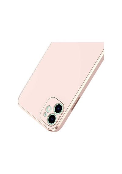 Kilifone - İphone 12 Uyumlu Kılıf Kenarları Parlak Altın Renkli Silikon Bark Kapak - Siyah - T20599