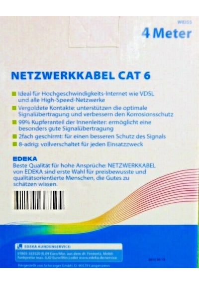 4 Metre Edeka Cat6 Kablo Ethernet Kablosu Ağ Internet Kablo Rj45