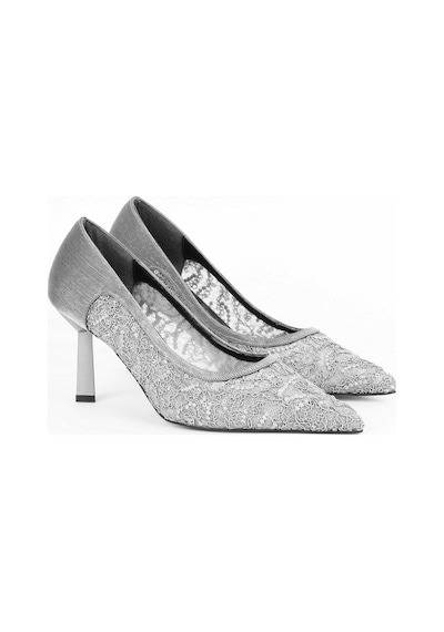 Paris Shoes Kadın Platin File Detaylı Topuklu Ayakkabı - Elantra PLATIN