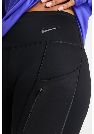 Nike Go Firm Support High Rise Black Full Length Kadın 6 Cepli Lazer Kesim Antreman Taytı Koyu Siyah
