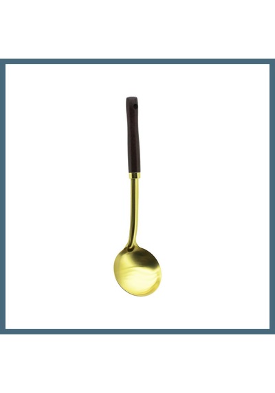 Agc Uygun Sepet Metal Servis Kepçe Ahşap Saplı 35cm Altın Agc