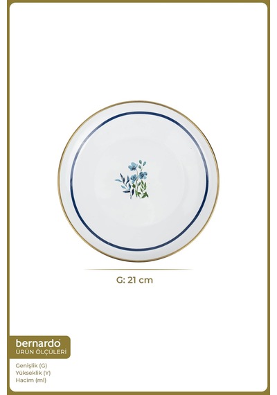 Bernardo Sapphire Emaye Servis Tabağı 21 Cm Beyaz - Pembe