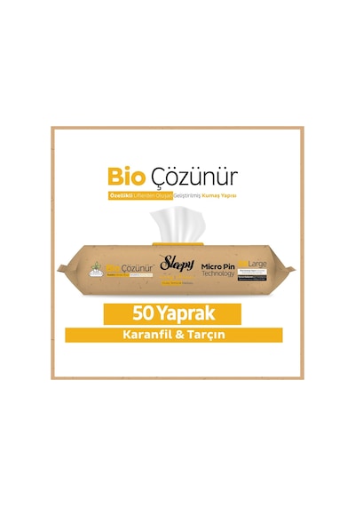 Sleepy Bio Çözünür Yüzey Temizlik Havlusu&Mendili Karanfil&Tarçın 50 Yaprak