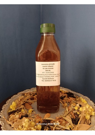 El Yapımı Doğal Fermente Filtre Edilmemiş Katkısız Kahve Sirkesi 500 Ml