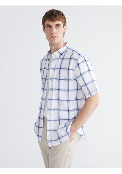 Lcwaıkıkı Classic Beyaz Regular Fit Kareli Erkek Gömlek