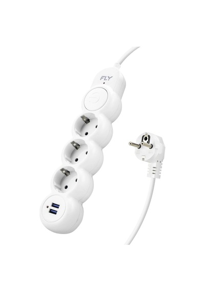 2 M Ölçülü Termal Akım Korumalı Uzatma Kablosu 3 Priz + 2x Usb 2.1a Anahtarlı 01