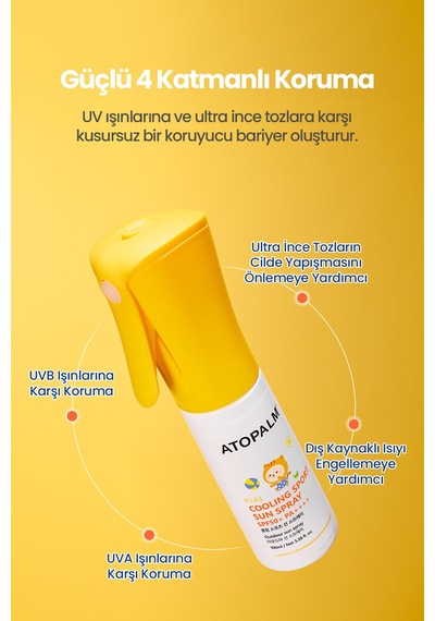 Çocuklar İçin Serinletici Güneş Koruyucu Sprey Atopalm Cooling Sport Sun Spray Kids Spf50+ Pa++++
